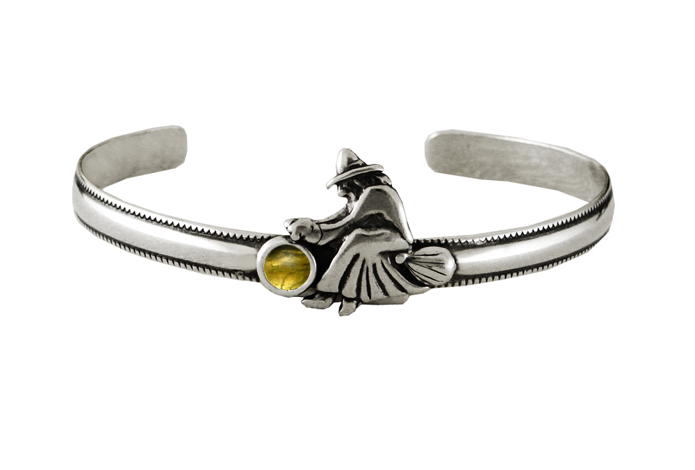 Sterling Silver Witch Cuff Bracelet With Citrine